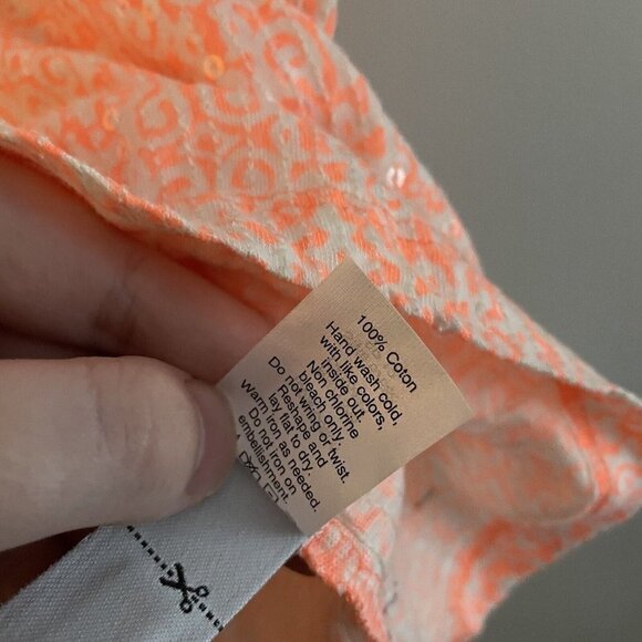 J Crew Style #67688 Women SZ XXS Coral/White Sequined Scoop Neck Tank Top NWT - Picture 7 of 8